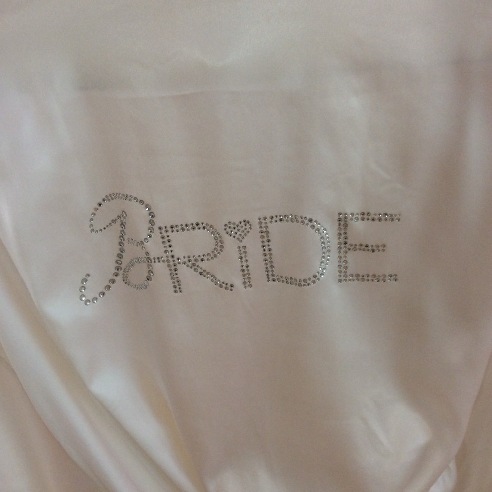 White Bridal Robe with Rhinestone 'Bride' Design
